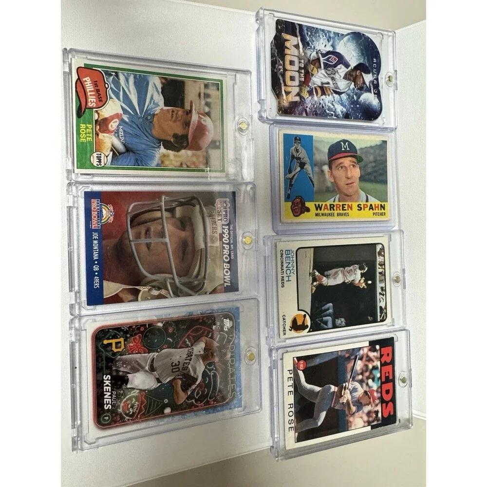 7 Card Lot ( Skenes RC, Acuna, Rose, Montana, Spahn, Bench, Rose) Great Shape